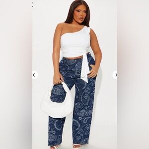 Paisley Dreams Jacquard Wide Leg Jeans - Dark Wash